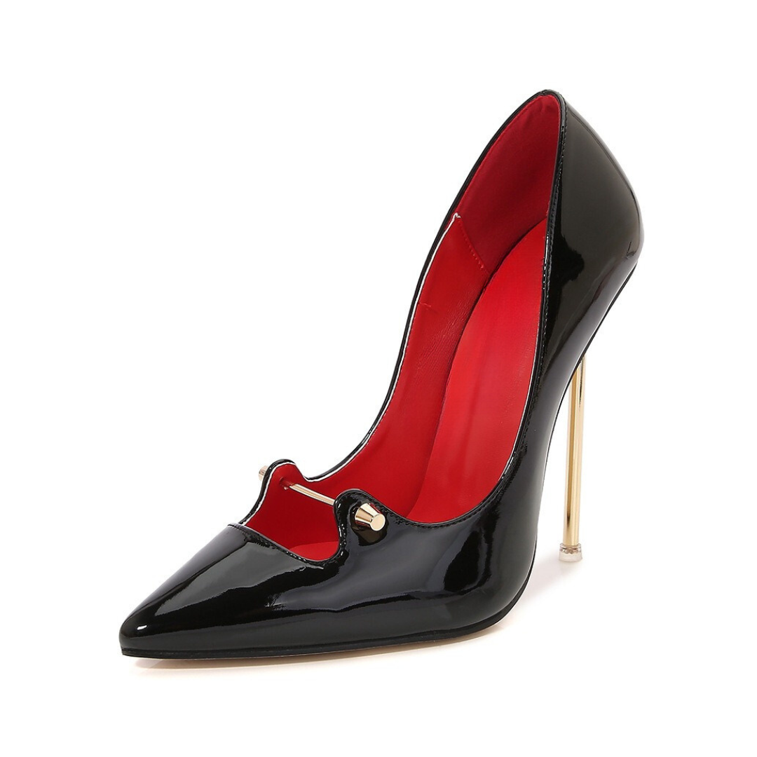 Metal Stiletto Pointed Toe Shallow Mouth Pumps