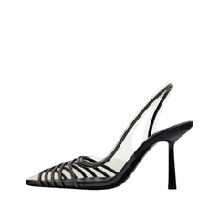 Slingback Transparent Pointed Toe Stiletto Pumps
