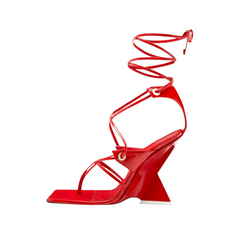 Square Toe Ankle Lace Strap High Heel Sandals