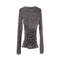 Classic Polka Dot Mesh Long Sleeved Dress