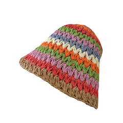 Casual Sunscreen Color Striped Bucket Hat