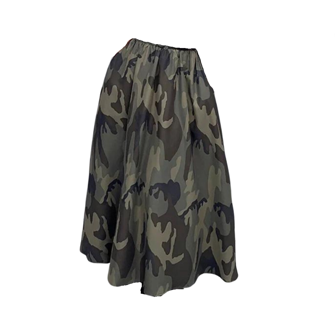 Camouflage A-Line High Waisted Maxi Skirt