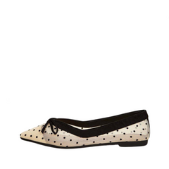 Pre Order:  Bow Pointed Toe Polka Dot Flat Shoes