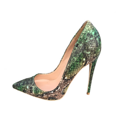 Green Snake Pattern Stiletto Pumps