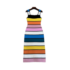 Striped Multicolor Knitted Midi Dress