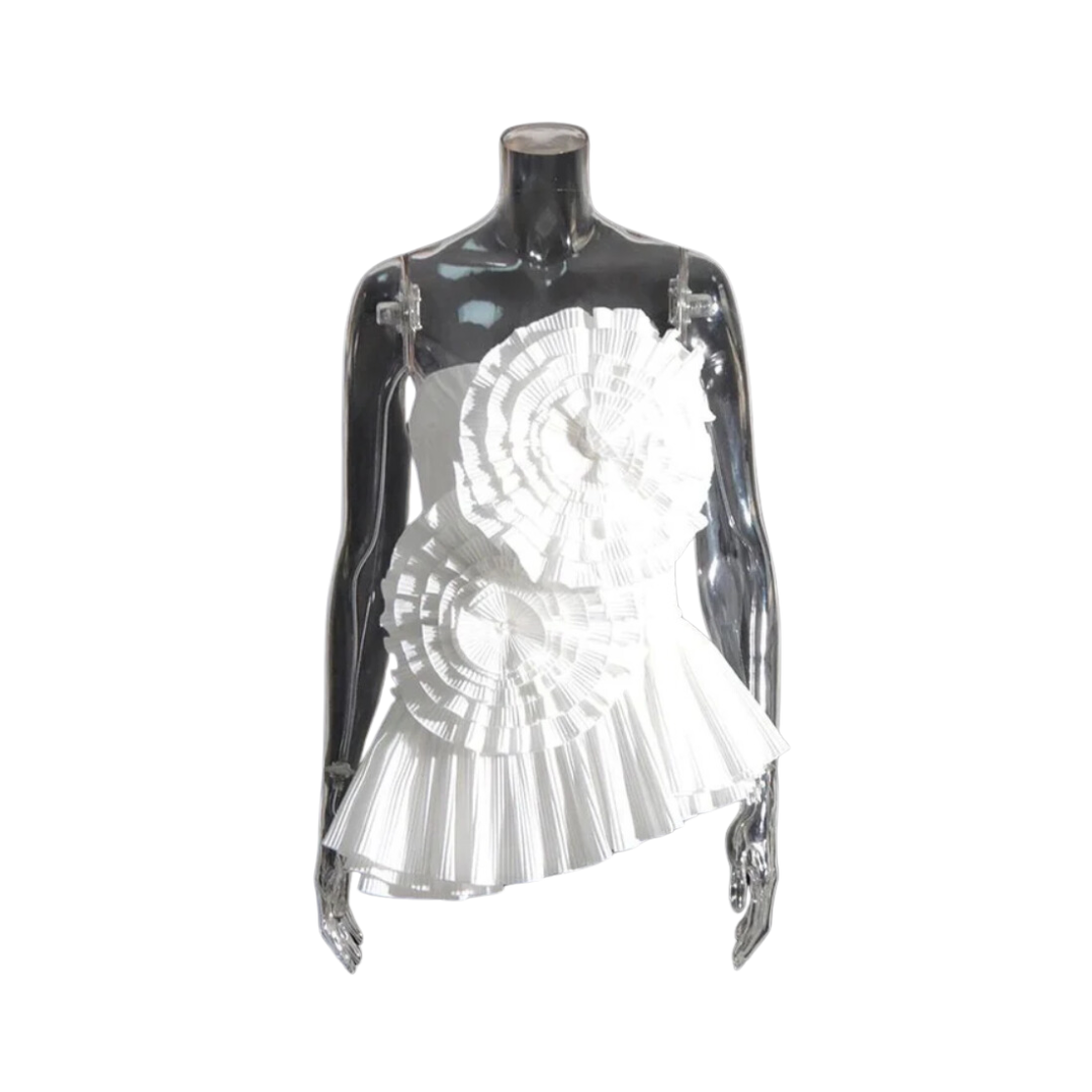 3D Floral Pleated Tube Top