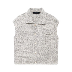 Metallic Grey Textured Knit Vest