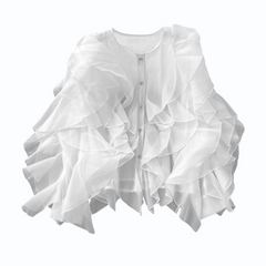 Ruffled Long Sleeve Loose Casual Blouse Top
