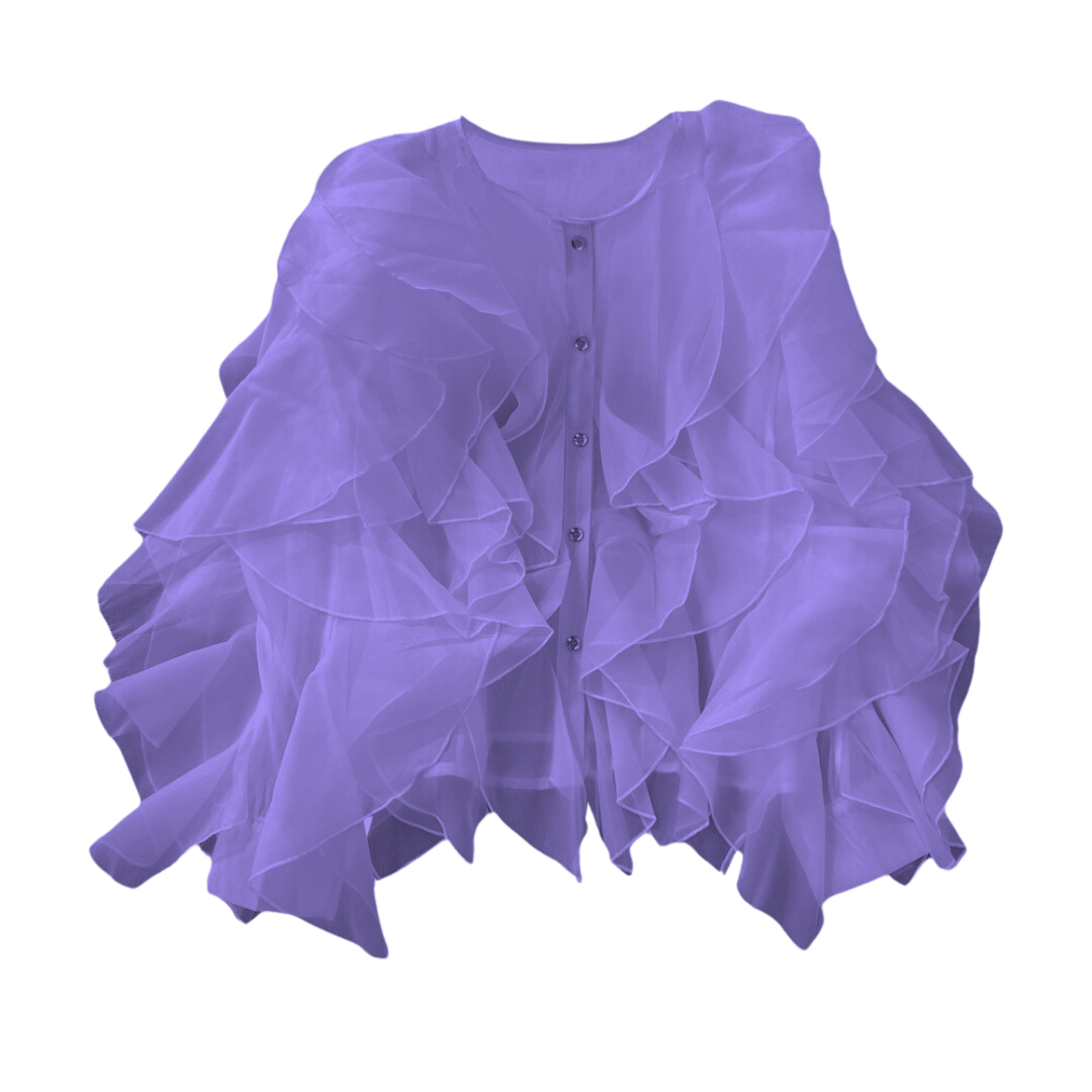 Ruffled Long Sleeve Loose Casual Blouse Top