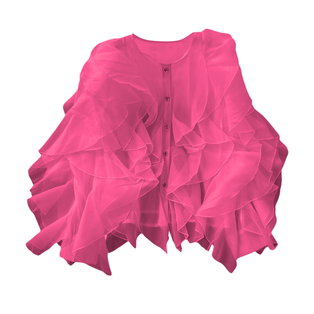 Ruffled Long Sleeve Loose Casual Blouse Top