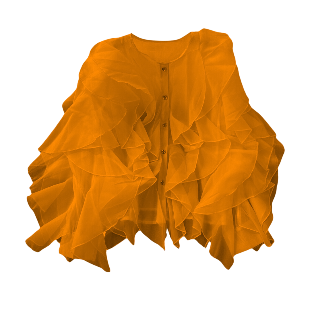 Ruffled Long Sleeve Loose Casual Blouse Top