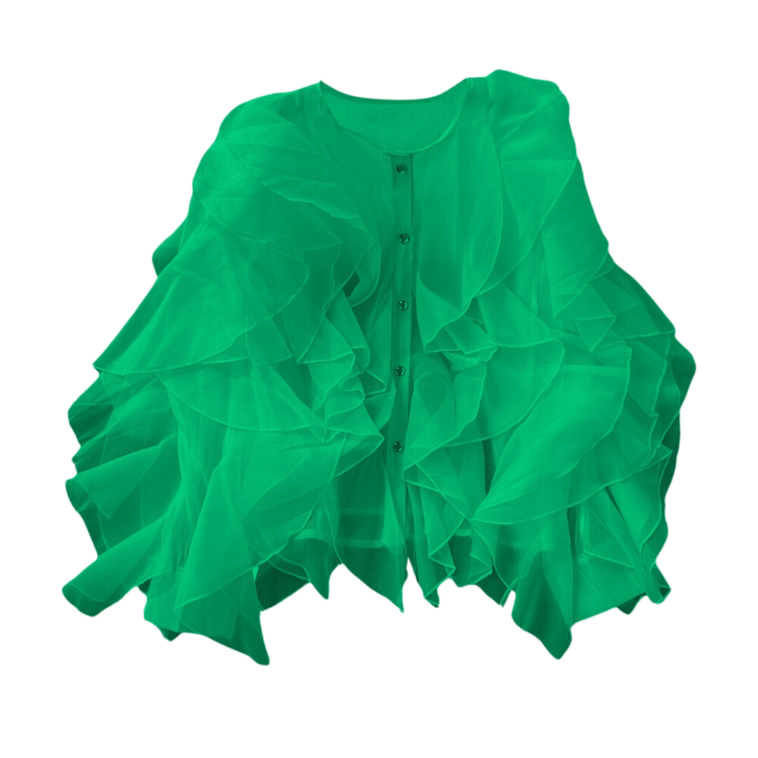Ruffled Long Sleeve Loose Casual Blouse Top