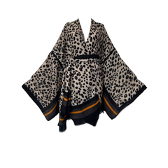 Chic Leopard Print Midi Kimono Cardigan - WINI