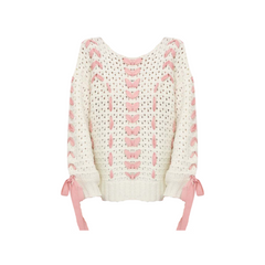 Lacey Ribbon Hollow Knitted Sweater