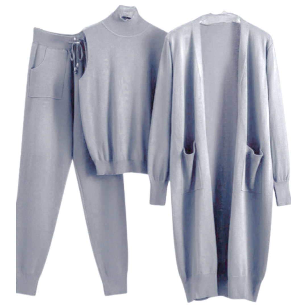 Three-Piece Wool Blend Loungewear Set