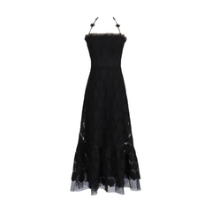 Elegant Ruffle-Edge Zipper Dress