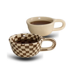 Retro Checkerboard Ceramic Mug
