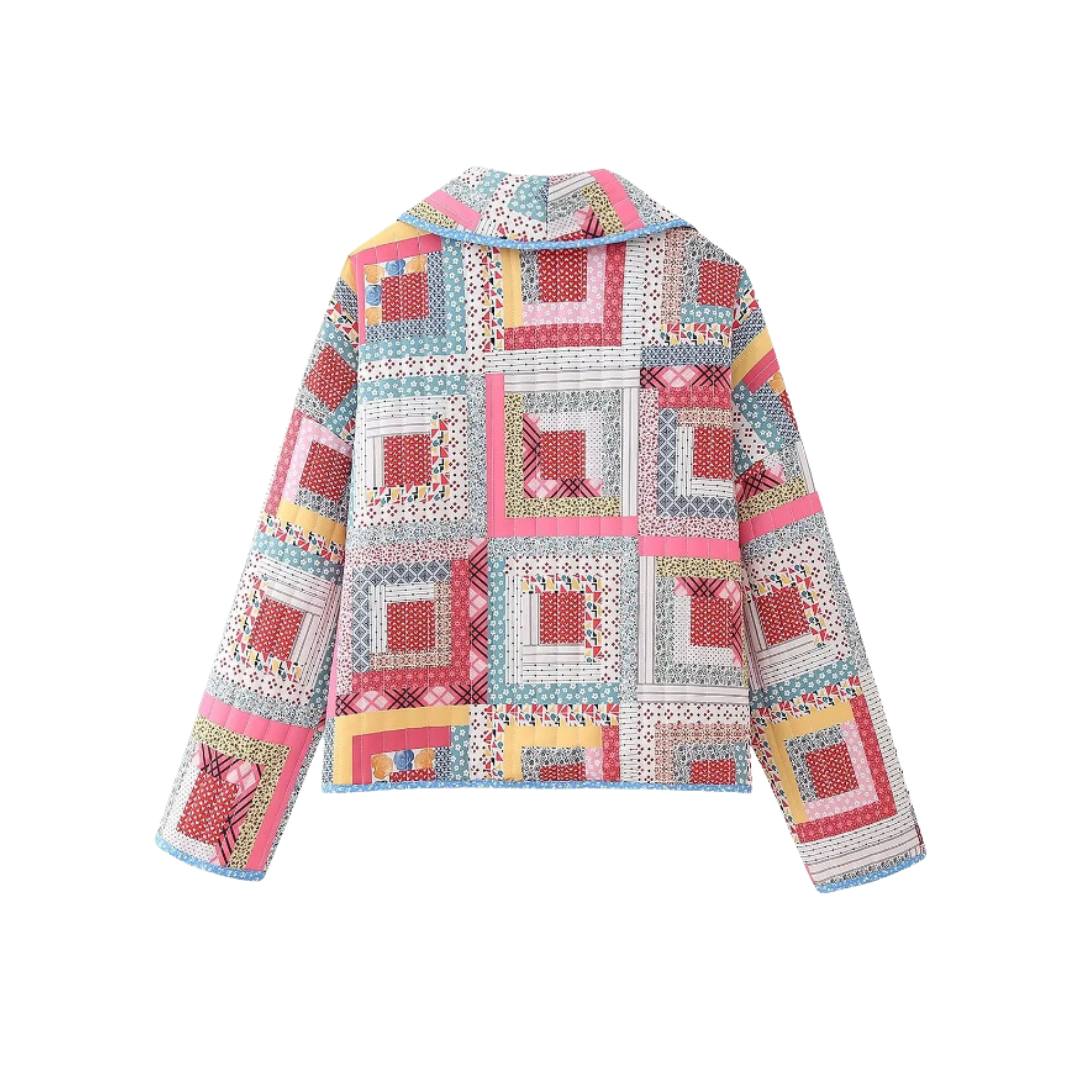 Vintage Patchwork Cotton Padded Oversized Jacket