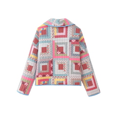 Vintage Patchwork Cotton Padded Oversized Jacket
