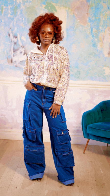 Sequined Thin Net Hooded Jacket - @phenomenalkat