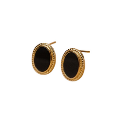 Elegant Black Oval Zircons Stud Earrings