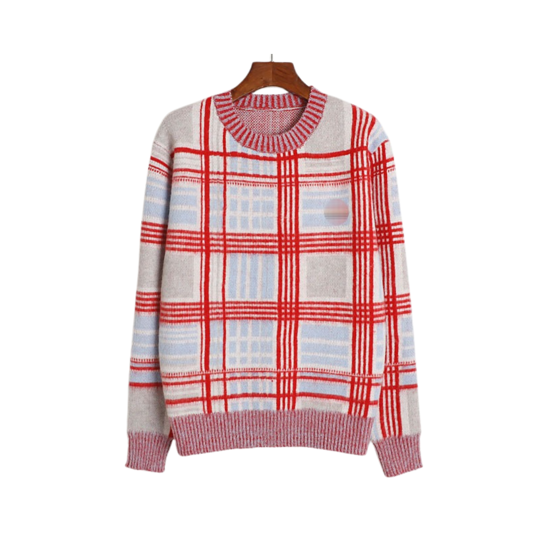 Plaid Mohair Knitted Sweater