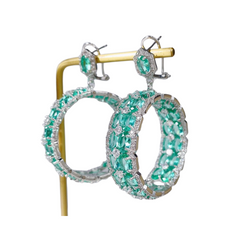 Geometric Colored Zirconium Hoop Earrings