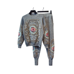 Beaded Embroidery Tracksuit - 2 Piece Set