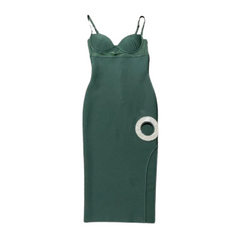 Solid Mesh Splicing Hollow Out Bandage Dress