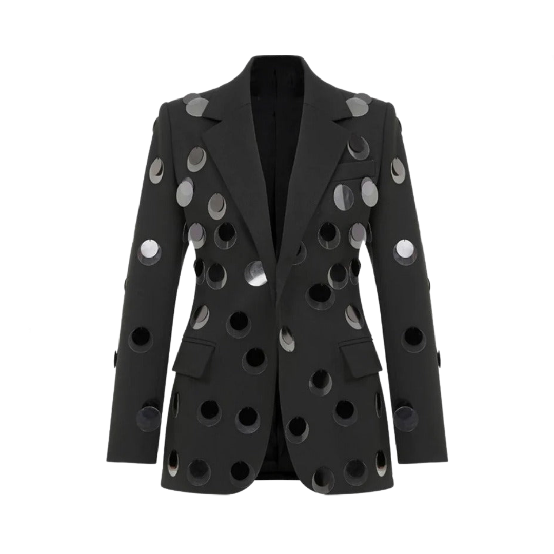 Sequined Single Button Slim Fit Blazer