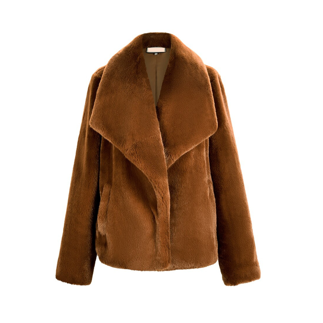 Classic Faux Fur Large Lapel Warm Coat