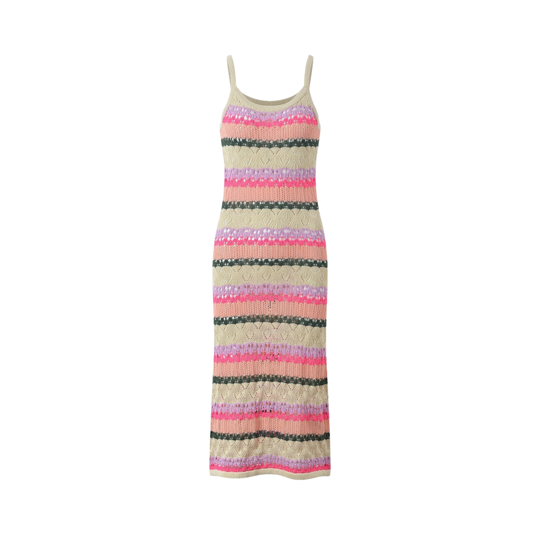 Colorful Striped Knitted Camisole Dress