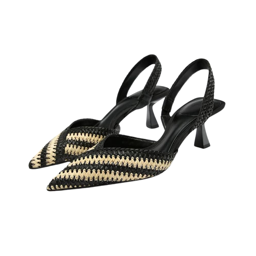 Pointed Toe Braided Stitching Slingback Sandals