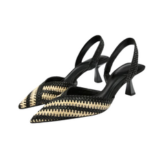 Pointed Toe Braided Stitching Slingback Sandals