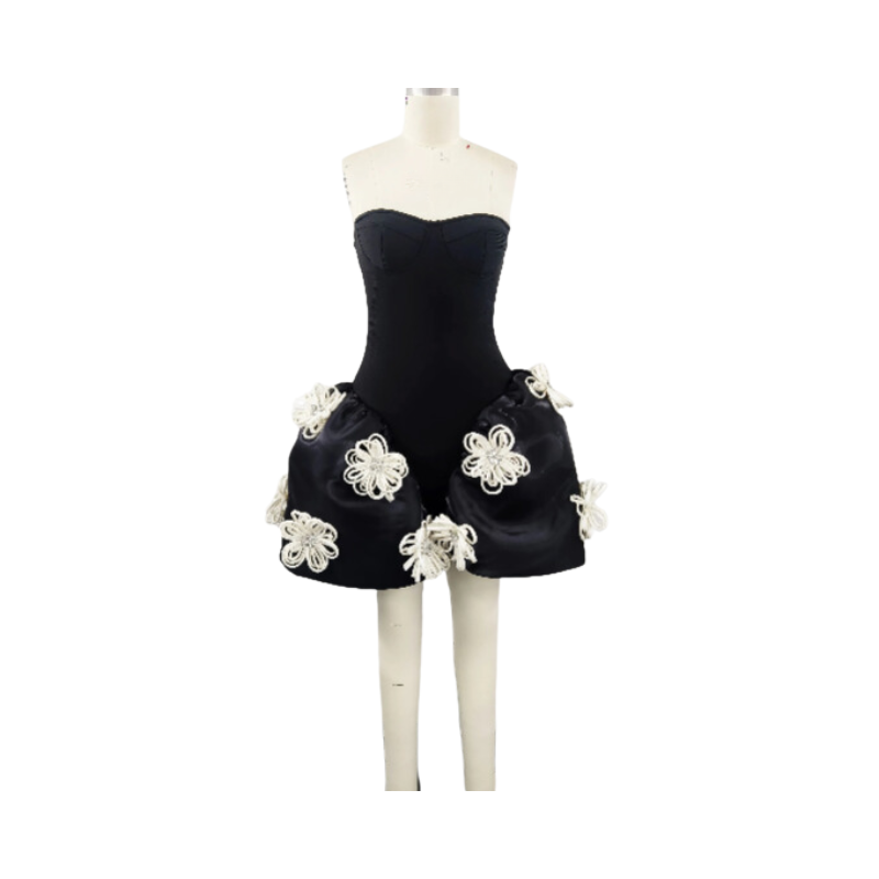 Elegant Strapless Flower Bud Dress