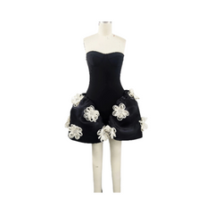 Elegant Strapless Flower Bud Dress