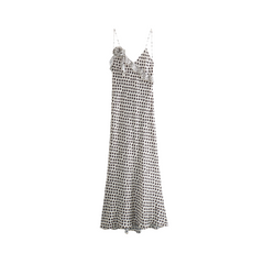 Printed 3D Flower Mid Length Dress
