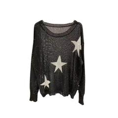 Casual Geometric Sheer Knitted Sweater