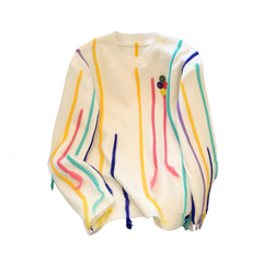 Colorful Striped Tassel Loose Sweater