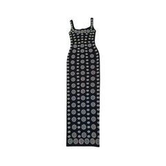 Diamond Embellishment Hip Wrapped Bandage Maxi Dress