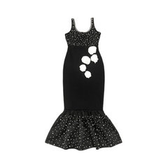 Elegant Floral Embellished Beaded Long Skirt Dress
