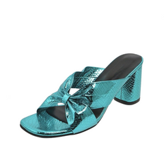 Serpentine Cross Strap Chunky Heel Sandals