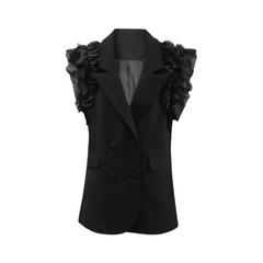 Fungus Edge Splicing Double Breasted Suit Vest