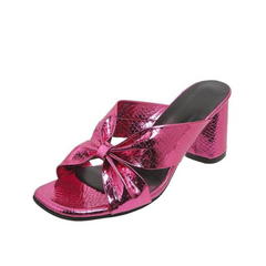 Serpentine Cross Strap Chunky Heel Sandals
