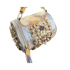 Classic Handmade Rhinestone Cylinder Shoulder Bag