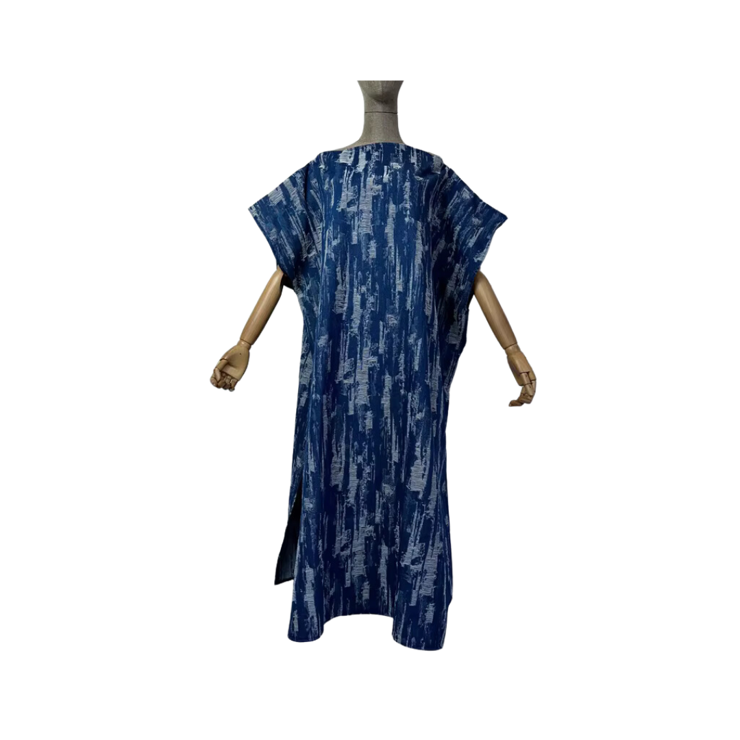 Distressed Denim Kaftan Dress - WINI