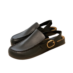 Buckle Strap Big Head Leather Slippers