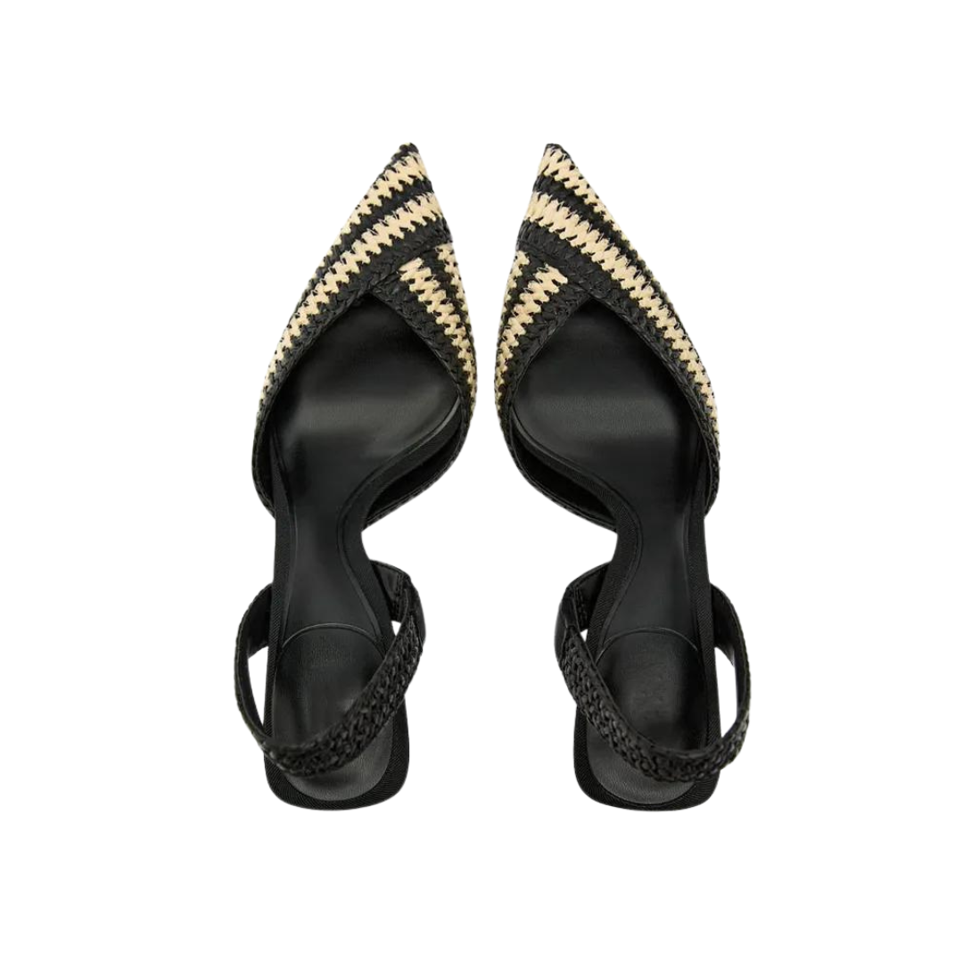 Pointed Toe Braided Stitching Slingback Sandals