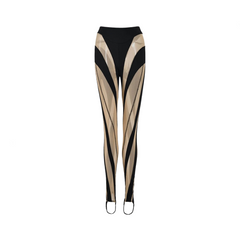 Color Blocking Mesh Splicing Foot Stomping Leggings