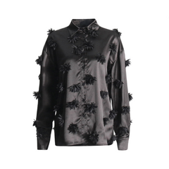 3D Flower Patchwork Loose Shirt